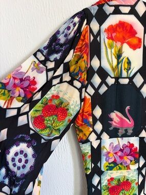 Iconic Botanica Print Dress Featured in Italian Textile Design Size S-M